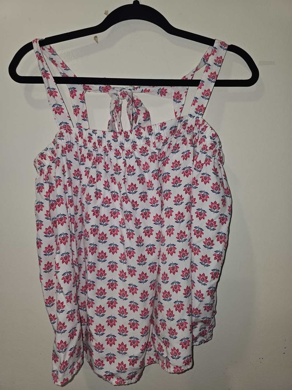 Old Navy White Tank Top with Red Floral Print